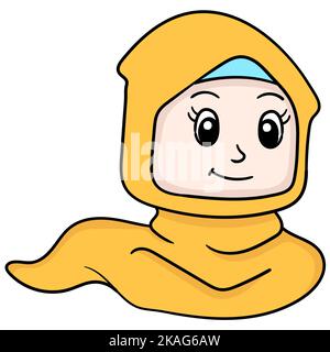 Un dessin animé d'une jolie femme souriante avec un hijab Illustration de Vecteur
