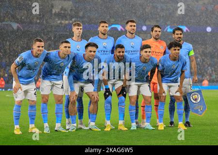 Manchester, Royaume-Uni. 02nd novembre 2022. Équipe de Manchester City en avance sur le match de l'UEFA Champions League Manchester City vs Sevilla au Etihad Stadium, Manchester, Royaume-Uni, 2nd novembre 2022 (photo de Conor Molloy/News Images) à Manchester, Royaume-Uni, le 11/2/2022. (Photo de Conor Molloy/News Images/Sipa USA) crédit: SIPA USA/Alay Live News Banque D'Images