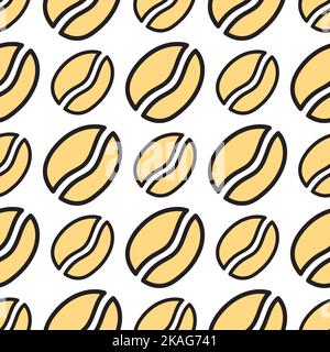 Arrière-plan à motif transparent modifiable avec illustrations en grains de café Illustration de Vecteur