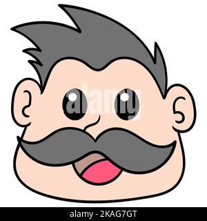 Un adorable personnage de dessin animé d'un vieil homme avec une moustache isolée sur un fond blanc Illustration de Vecteur