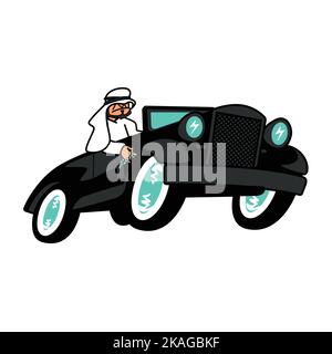 Le vecteur arabe Sheikh est une illustration classique de la voiture. T-shirt pour enfant. Téléchargez-le maintenant Illustration de Vecteur