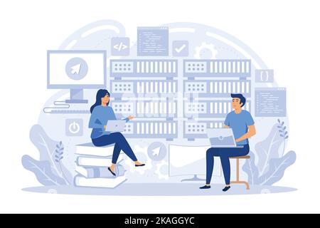 Système de gestion de contenu. Génie logiciel, programmation de bases de données. Développement CMS, développement PHP MySQL, métaphores d'architecture d'information. fla Illustration de Vecteur