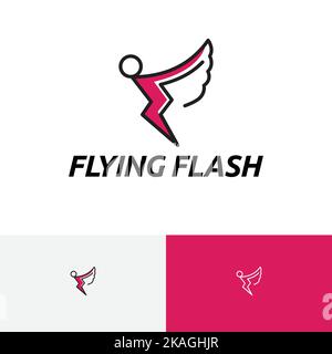 Logo Flying Flash Angel Wing Thunder Power Energy Illustration de Vecteur