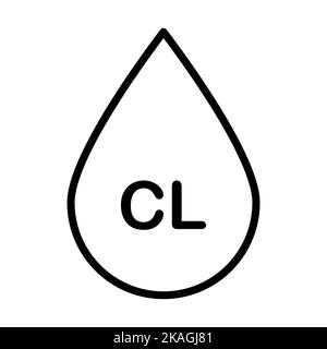 Laisser tomber avec du chlore. Eau contenant un vecteur d'icône linéaire au chlore pour la conception graphique, le logo, le site Web, les médias sociaux, l'application mobile, iu Illustration de Vecteur