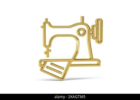 Golden 3D icône de machine à coudre isolée sur fond blanc - rendu 3D Banque D'Images