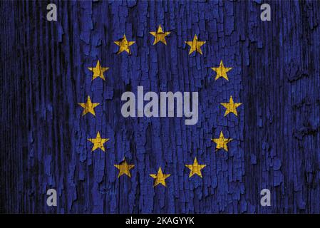 Le drapeau de l'Europe ou drapeau européen se compose de douze étoiles dorées formant un cercle sur un champ bleu. Il a été conçu et adopté en 1955 par le Counc Banque D'Images