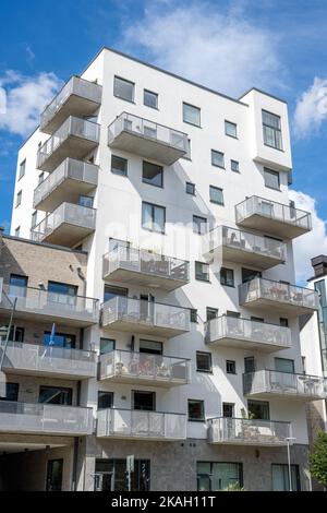 Immeuble moderne d'appartements hirise vu à Malmo, Suède Banque D'Images