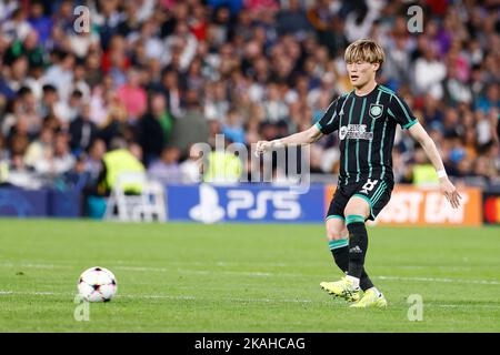 Kyogo Furuhashi du Celtic lors de la Ligue des champions de l'UEFA, match de football du Groupe F entre le Real Madrid et le Celtic FC sur 2 novembre 2022 au stade Santiago Bernabeu de Madrid, Espagne - photo : Oscar J Barroso/DPPI/LiveMedia Banque D'Images