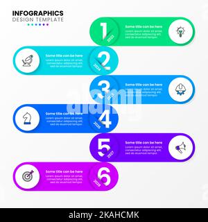 Modèle d'infographie avec icônes et 6 options ou étapes. Chronologie. Peut être utilisé pour la mise en page de flux de travail, le diagramme, la bannière, la conception Web. Illustration vectorielle Illustration de Vecteur
