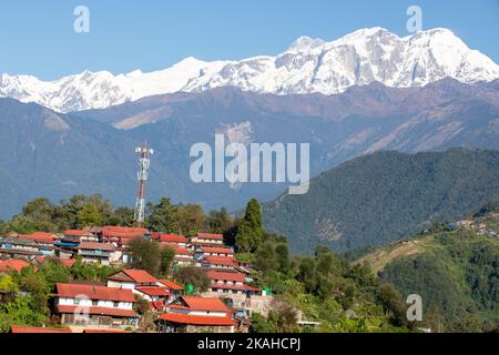 Beau village de Bhujung et Ghale Gau. Banque D'Images