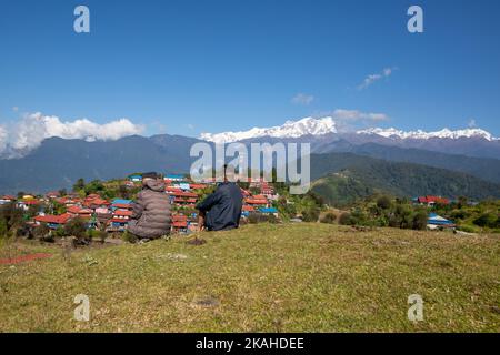 Beau village de Bhujung et Ghale Gau. Banque D'Images