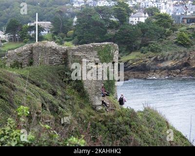 Château de Sainte-Catherine, point de Sainte-Catherine, estuaire de Fowey, Cornouailles, Angleterre, Royaume-Uni en septembre Banque D'Images