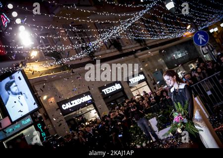 Annalisa pendant le tapis rouge au festival de musique Sanremo 66th sur 8 février 2016. (Photo de Manuel Romano/NurPhoto) *** Veuillez utiliser le crédit du champ de crédit *** Banque D'Images