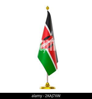 3D drapeau sur le pôle pour le sommet et la réunion politique des pays du Kenya. Banque D'Images