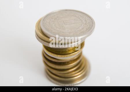 Bydgoszcz, Pologne - 31 juillet 2016. Les pièces de monnaie zloty polonaises sont visibles. (Photo de Jaap Arriens/NurPhoto) *** Veuillez utiliser le crédit du champ de crédit *** Banque D'Images