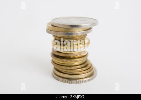 Bydgoszcz, Pologne - 31 juillet 2016. Les pièces de monnaie zloty polonaises sont visibles. (Photo de Jaap Arriens/NurPhoto) *** Veuillez utiliser le crédit du champ de crédit *** Banque D'Images