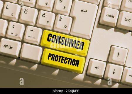 Affichage conceptuel protection des consommateurs. Commission d'idée d'affaires payée quand l'utilisateur clique sur un lien affilié de dactylographie de programme de planification, de retypage et Banque D'Images