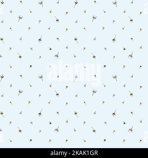 Fond floral vintage. Motif sans couture avec de petites fleurs sur un fond bleu clair pour des imprimés de design et de mode . Style petit. Banque D'Images