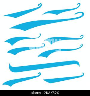 Boucles de bain bleues avec logo Swoosh Vector accent Line Work Illustration de Vecteur