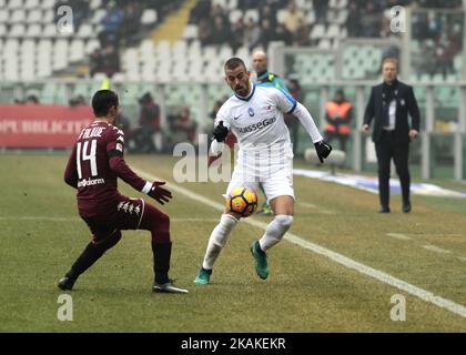 Leonardo Spinazzola pendant la série Un match entre le FC Torino et Atalanta BC au Stadio Olimpico di Torino sur 29 janvier 2017 à Turin, Italie. (Photo de Loris Roselli/NurPhoto). *** Veuillez utiliser le crédit du champ de crédit *** Banque D'Images