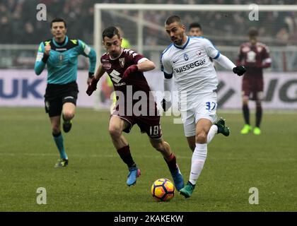 Leonardo Spinazzola pendant la série Un match entre le FC Torino et Atalanta BC au Stadio Olimpico di Torino sur 29 janvier 2017 à Turin, Italie. (Photo de Loris Roselli/NurPhoto). *** Veuillez utiliser le crédit du champ de crédit *** Banque D'Images