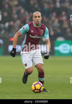 Sofiane Feghouli de West Ham United lors de l'EPL - Premier League Match entre West Ham United contre West Bromwich Albion au stade de Londres, Parc olympique Queen Elizabeth II, Londres, Grande-Bretagne - 11 février 2017 (photo de Kieran Galvin/NurPhoto) *** Veuillez utiliser le crédit du champ de crédit *** Banque D'Images