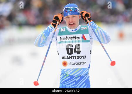 Iivo Niskanen, de Finlande, remporte la finale de la Classique individuelle de cross-country 15km de Men, au Championnat du monde nordique de ski 2017 de FIS à Lahti. Mercredi, 29 février 2017, à Lahti, en Finlande. Photo par Artur Widak *** Veuillez utiliser le crédit du champ de crédit *** Banque D'Images