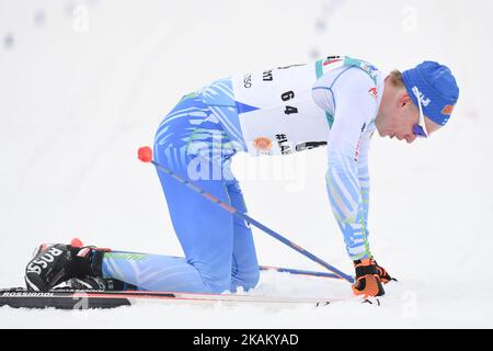 Iivo Niskanen de Finlande à la ligne d'arrivée, alors qu'il remporte la finale individuelle de la Classique Homme de cross-country 15km, au Championnat du monde nordique de ski FIS 2017 à Lahti. Mercredi, 29 février 2017, à Lahti, en Finlande. Photo par Artur Widak *** Veuillez utiliser le crédit du champ de crédit *** Banque D'Images