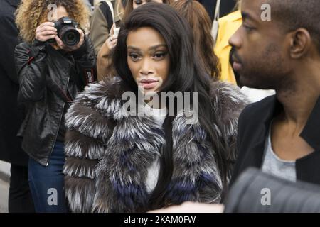 Model Winnie Harlow participe à la semaine de mode Dior automne/hiver 2017/18 sur 3 mars 2017 à Paris, France. (Photo de Nataliya Petrova/NurPhoto) *** Veuillez utiliser le crédit du champ de crédit *** Banque D'Images