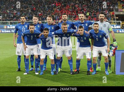 L'équipe italienne pendant le match pour se qualifier pour la coupe du monde de football 2018 entre l'Italie et l'Albanie, à Palerme, sur 24 mars 2017. (Photo de Gabriele Maricchiolo/NurPhoto) *** Veuillez utiliser le crédit du champ de crédit *** Banque D'Images