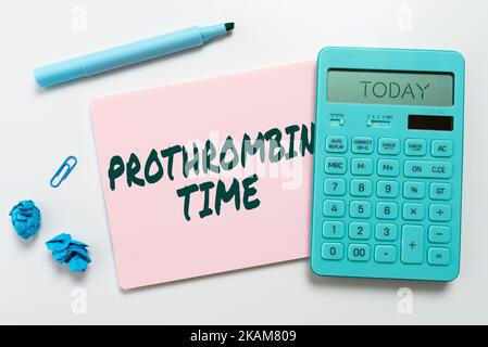 Légende conceptuelle temps de prothrombine. Aperçu de l'activité État de la relation entre le public et une entreprise Banque D'Images