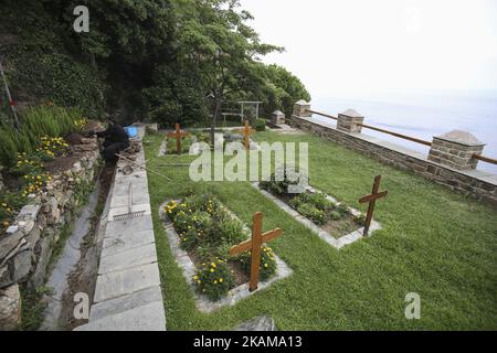 Monastère de Simonopetra, un monastère de 13th siècles dans le Mont Athos, la sainte péninsule qui accueille 20 Monasateries avec 2500 moines chrétiens orthodoxes. Toute la péninsule est classée au patrimoine mondial de l'UNESCO et est protégée. L'entrée des femmes est interdite et le statut de la péninsule est en partie autonome, selon la Grèce. Monastère de Simonopetra (grec : ???????????? , Littéralement: 'Simon's Rock'), aussi Monastère de Simonos Petra (grec: ???? ?????? ????? ), est un monastère orthodoxe de l'est dans l'état monastique du Mont Athos en Grèce. Simonopetra se classe treizième dans la hiérarchie de TH Banque D'Images