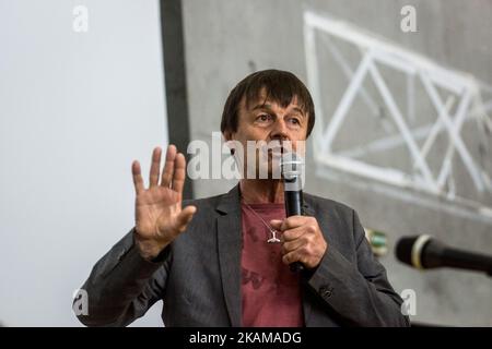 L'écologiste français Nicolas Hulot donne une conférence dans le cadre d'un événement organisé par l'Université Jean Moulin sur 29 mars 2017 à Lyon, France. (Photo de Nicolas Liponne/NurPhoto) *** Veuillez utiliser le crédit du champ de crédit *** Banque D'Images