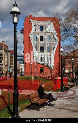 Bâtiment avec une intéressante fresque de 3D sur le côté au centre-ville de Toronto, Ontario, Canada. (Photo de Creative Touch Imaging Ltd./NurPhoto) *** Veuillez utiliser le crédit du champ de crédit *** Banque D'Images