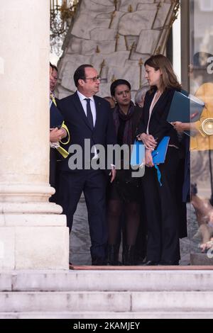 François Hollande à Paris, France, sur 19 avril 2017. (Photo de Julien Mattia/NurPhoto) *** Veuillez utiliser le crédit du champ de crédit *** Banque D'Images