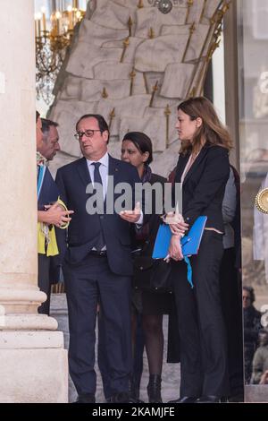 François Hollande à Paris, France, sur 19 avril 2017. (Photo de Julien Mattia/NurPhoto) *** Veuillez utiliser le crédit du champ de crédit *** Banque D'Images