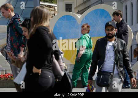 Kiev se prépare à accueillir le concours de chant Eurovision 2017, à Kiev, en Ukraine, sur 27 avril 2017. (Photo par Sergii Kharchenko/NurPhoto) *** Veuillez utiliser le crédit du champ de crédit *** Banque D'Images