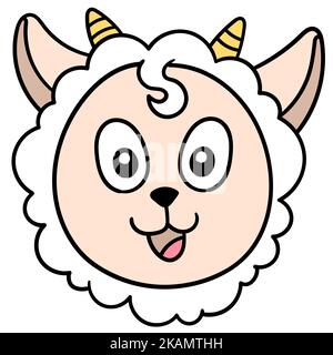 Un adorable petit coolé d'un personnage de dessin animé de mouton avec une expression faciale surprise Illustration de Vecteur