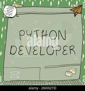 Texte montrant inspiration Python Developer. Les employés du concept d'entreprise sont récompensés pour avoir présenté des recrues adaptées Banque D'Images