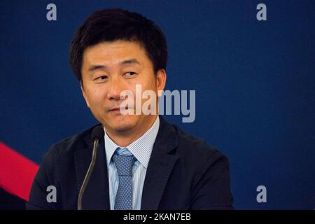 Kang Chol Hwan, dissident nord-coréen emprisonné pendant 10 ans dans un camp de concentration, s'exprime au Forum pour la liberté d'Oslo sur 22 mai 2017 de 2017 à l'hôtel Intercontinental du centre d'Oslo. Lors de la conférence de presse d'ouverture du Forum d'Oslo sur la liberté, des militants des droits de l'homme du monde entier ont parlé de l'importance de défendre la démocratie dans un monde de plus en plus autoritaire. L'utilisation de fausses nouvelles et le désassemblage et la diffamation progressifs des institutions démocratiques de travail, y compris la presse, ont été identifiés comme des éléments clés d'un État démocratique désintégré. (Photo de Julia Rei Banque D'Images