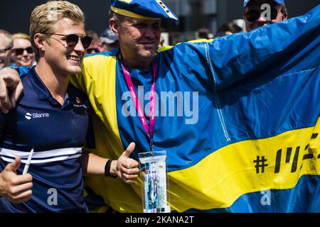 Fans suédois de 09 ERICSSON Marcus de Suède de Sauber F1 C36 pendant le Grand Prix de Monaco du championnat de Formule 1 de la FIA, à Monaco le 26th de 2017. (Photo de Xavier Bonilla/NurPhoto) *** Veuillez utiliser le crédit du champ de crédit *** Banque D'Images