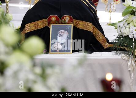 Photo du cardinal Lubomyr Husar, ancien chef de l'Église catholique grecque ukrainienne, lors d'une cérémonie funéraire à la cathédrale patriarcale de la Résurrection du Christ à Kiev, Ukraine, le 05 juin 2017. Lubomyr Husar, 84 ans, à la tête de l'Eglise catholique grecque ukrainienne de 2005 à 2011, meurt sur 31 mai. (Photo de Vladimir Sindeyeve/NurPhoto) *** Veuillez utiliser le crédit du champ de crédit *** Banque D'Images