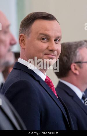 Président de la Pologne Andrzej Duda au Palais présidentiel de Varsovie, Pologne, le 12 juin 2017 (photo de Mateusz Wlodarczyk/NurPhoto) *** Veuillez utiliser le crédit du champ de crédit *** Banque D'Images