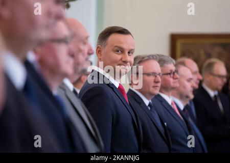 Président de la Pologne Andrzej Duda au Palais présidentiel de Varsovie, Pologne, le 12 juin 2017 (photo de Mateusz Wlodarczyk/NurPhoto) *** Veuillez utiliser le crédit du champ de crédit *** Banque D'Images