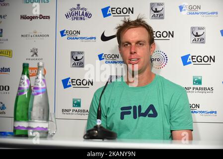 Sam Querrey des États-Unis lors de la conférence de presse aux Championnats AEGON au Queen's Club à Londres, au Royaume-Uni, sur 22 juin 2017. (Photo d'Alberto Pezzali/NurPhoto) *** Veuillez utiliser le crédit du champ de crédit *** Banque D'Images