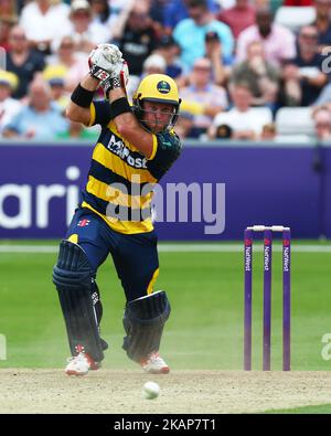 Colin Ingram de Glamorgan pendant le match Blast de NatWest T20 entre les Aigles d'Essex et Glamorgan au terrain du comté de Cloudfm sur 16 juillet 2017 à Chelmsford, en Angleterre.(photo de Kieran Galvin/NurPhoto) *** Veuillez utiliser le crédit du champ de crédit *** Banque D'Images