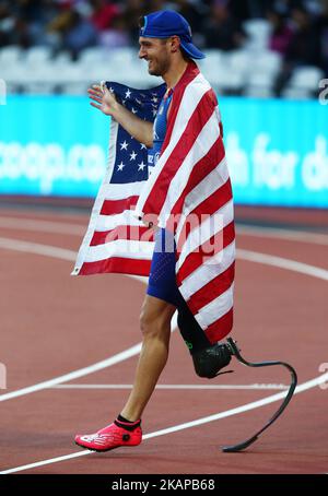 Jarryd Wallace des Etats-Unis vainqueur de la finale hommes 100m T44 lors des Championnats du monde d'athlétisme Para au stade de Londres sur 22 juillet 2017 (photo de Kieran Galvin/NurPhoto) *** Veuillez utiliser le crédit du champ de crédit *** Banque D'Images