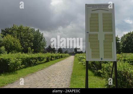 Une vue générale du cimetière des soldats de l'Armée rouge à Wroclaw tués ou morts pendant le siège de Wroclaw en 1945. Il y a environ 7 500 soldats russes enterrés ici. Vendredi, 27 juillet 2017, à Wroclaw, Pologne. (Photo par Artur Widak/NurPhoto) *** Veuillez utiliser le crédit du champ de crédit *** Banque D'Images