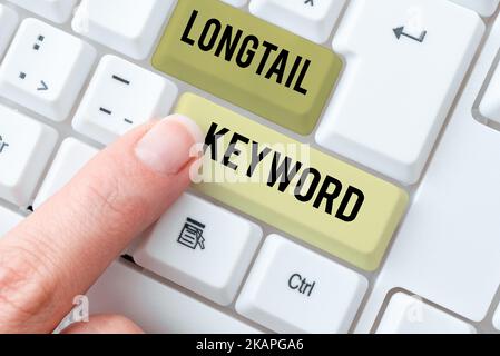Signe de texte montrant le mot clé long. Photo conceptuelle conçue pour traiter de grandes quantités d'informations Banque D'Images