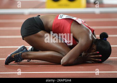 Faith Chepngetich KIPYEGON, Kenya, célèbre après avoir remporté la finale de 1500 mètres à Londres, Royaume-Uni sur 7 août 2017 aux Championnats du monde d'athlétisme de l'IAAF 2017. (Photo par Ulrik Pedersen/NurPhoto) *** Veuillez utiliser le crédit du champ de crédit *** Banque D'Images